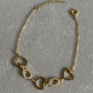 Pulseira Coração com Esfera Cravejada