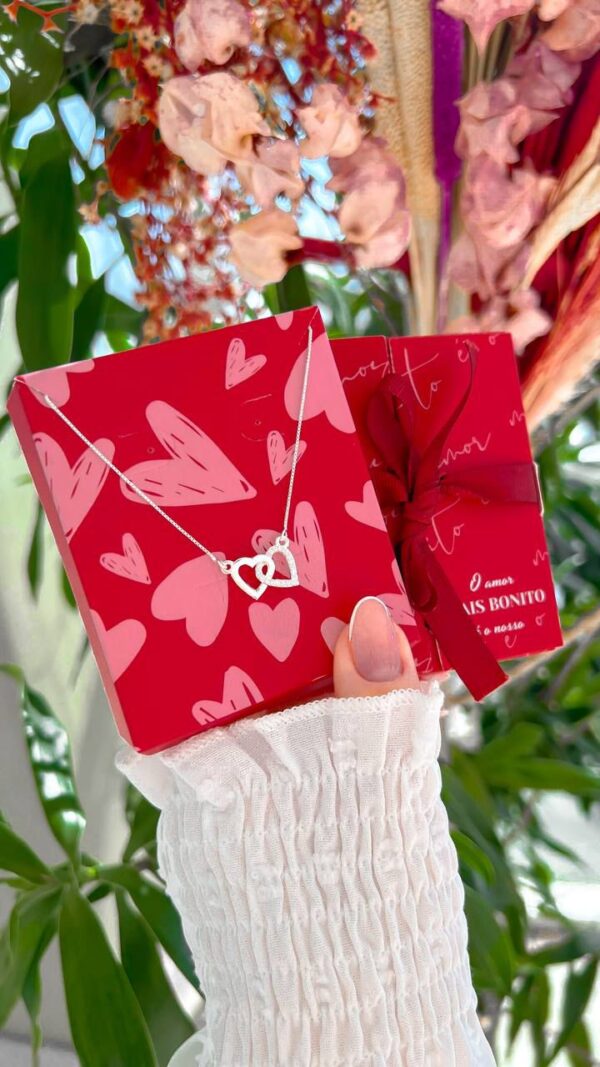 Box Colar Coração Entrelaçado Presente Dia Dos Namorados